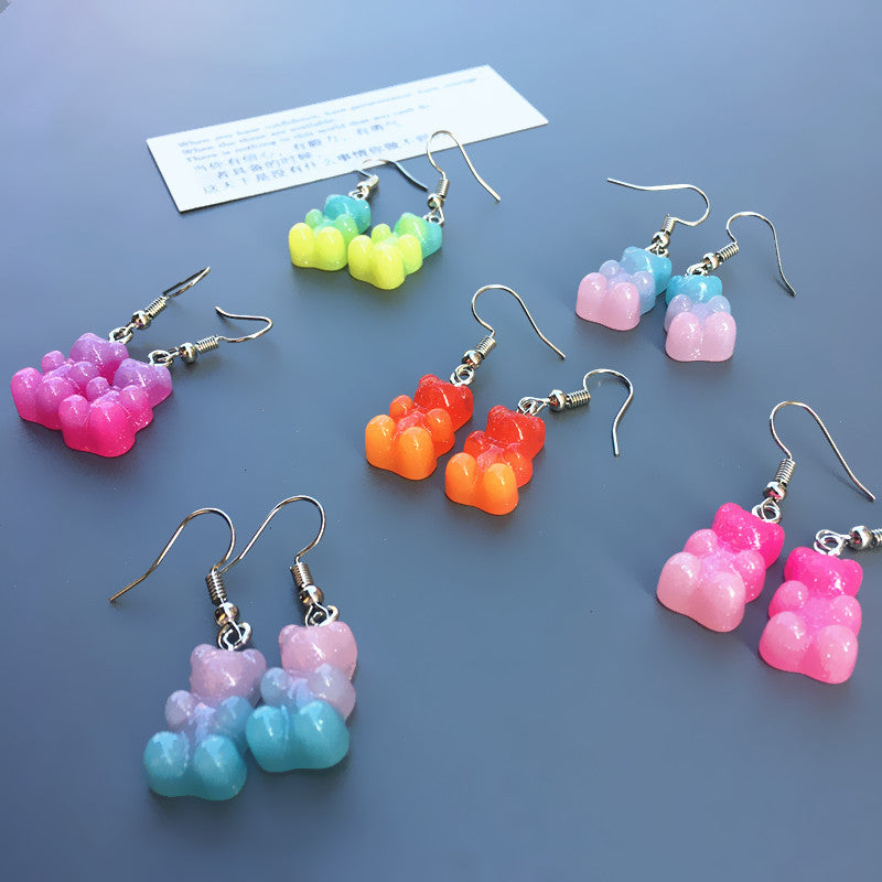 Cute Two-Color Gummy Bear Earrings for Women