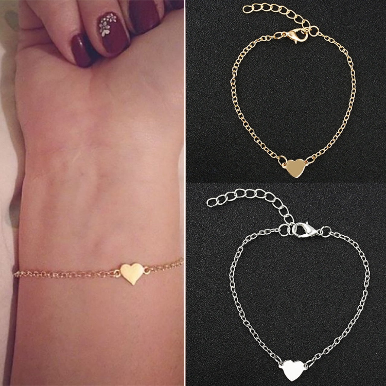 European American Fashion Heart Shaped Love Bracelet - Metal Peach Heart Design for Women