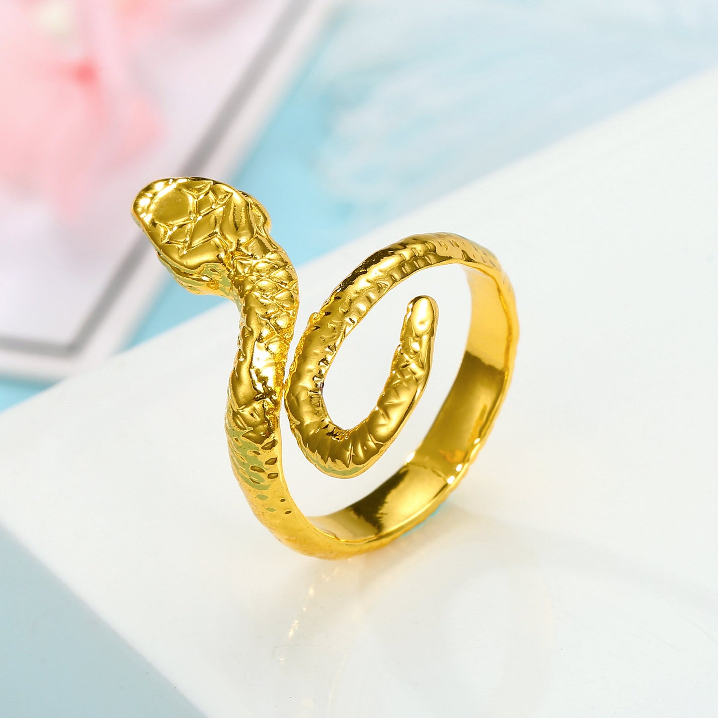 Vintage Silver and Gold Cobra Snake Ring for Men
