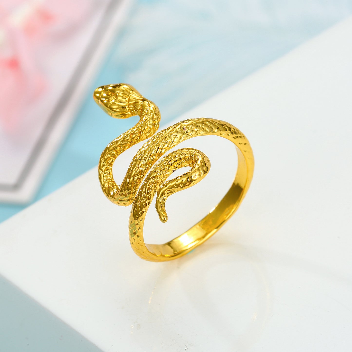 Vintage Silver and Gold Cobra Snake Ring for Men