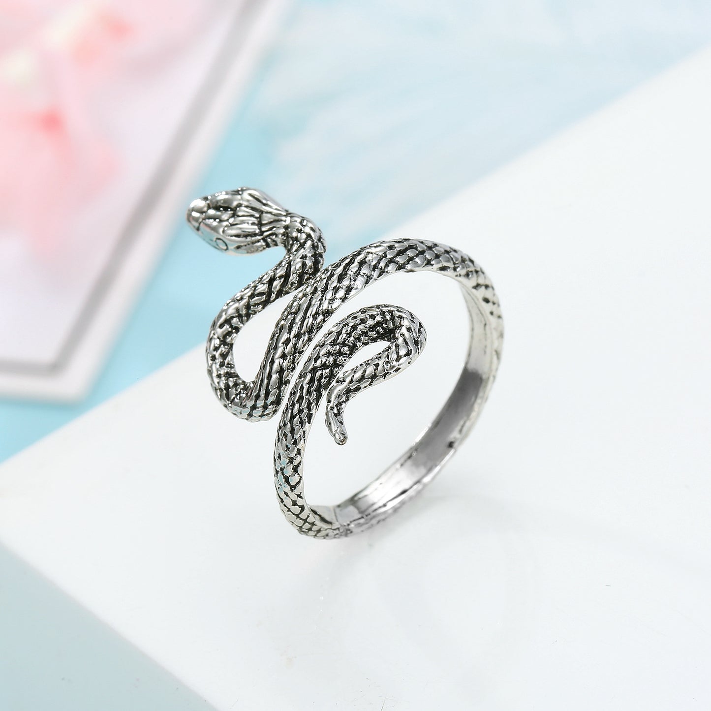 Vintage Silver and Gold Cobra Snake Ring for Men