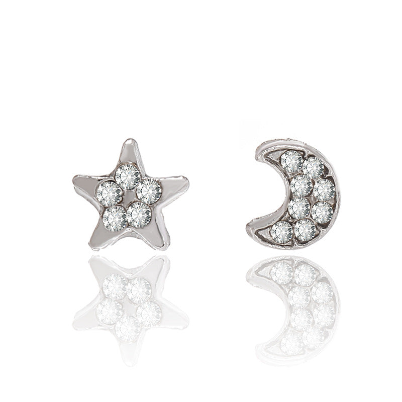 Korean Fashion Zircon Heart and Moon Star Earrings