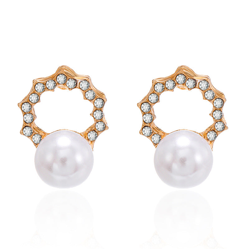 Korean Fashion Pearl Rhinestone Love Star Drop Earrings