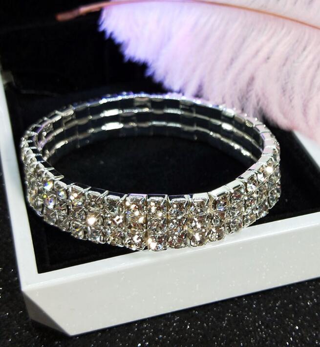 Retro Geometric Rhinestone Elastic Bracelet for Women