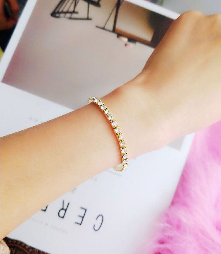 Retro Geometric Rhinestone Elastic Bracelet for Women