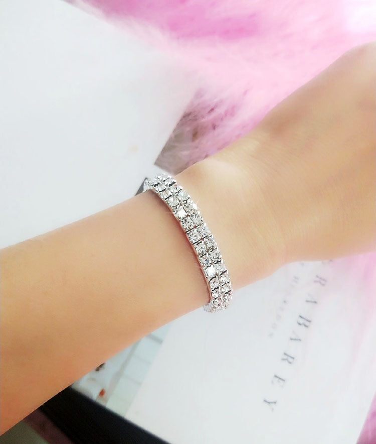 Retro Geometric Rhinestone Elastic Bracelet for Women