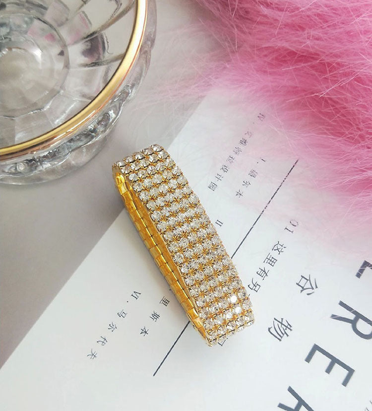 Retro Geometric Rhinestone Elastic Bracelet for Women
