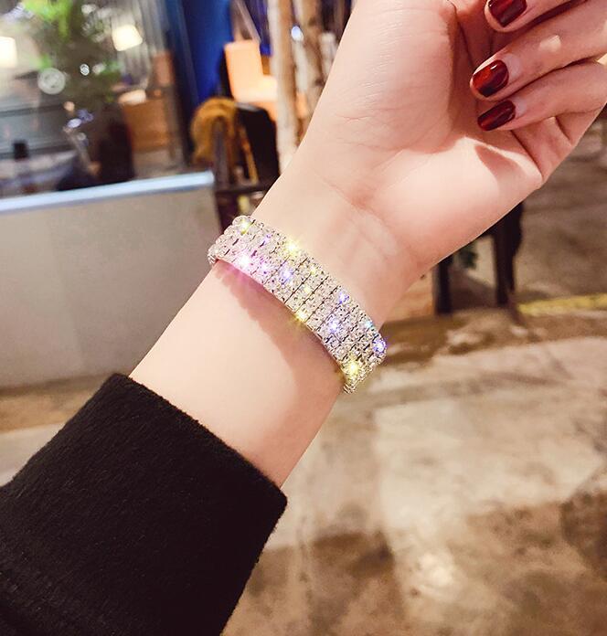 Retro Geometric Rhinestone Elastic Bracelet for Women