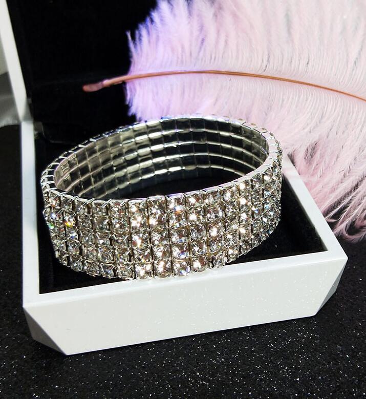 Retro Geometric Rhinestone Elastic Bracelet for Women