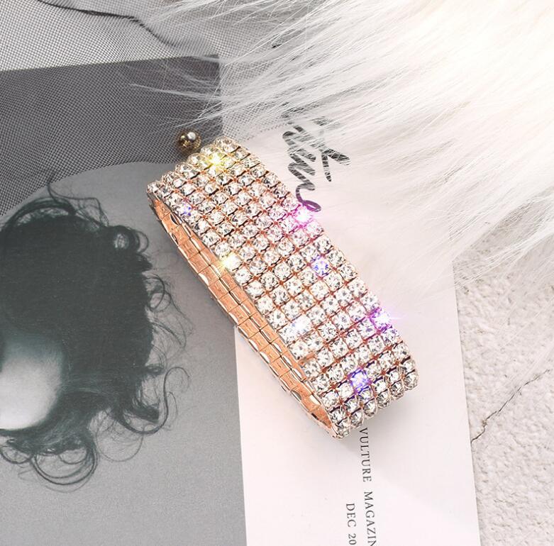Retro Geometric Rhinestone Elastic Bracelet for Women