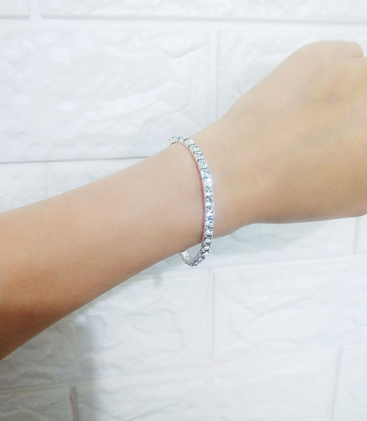Retro Geometric Rhinestone Elastic Bracelet for Women