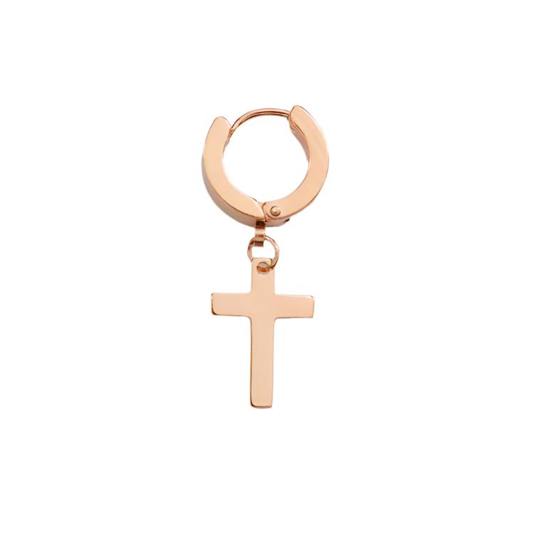 Classic Cross Polished Stainless Steel Hoop Earrings