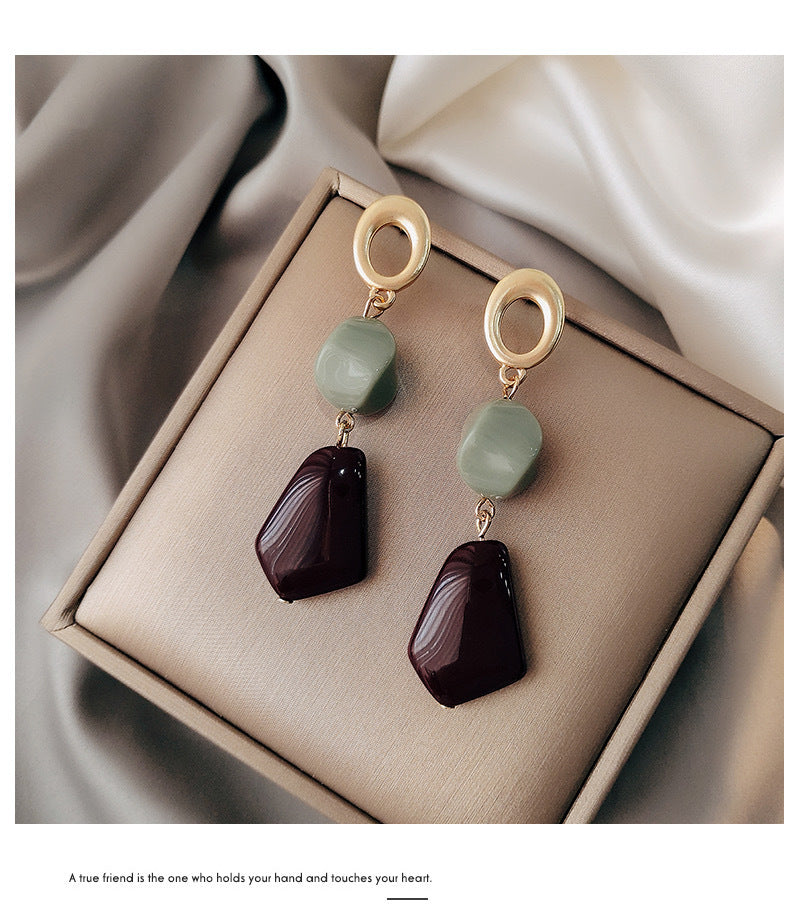 Fairy Flower Alloy Tassel Drop Earrings with Acrylic Studs for Women