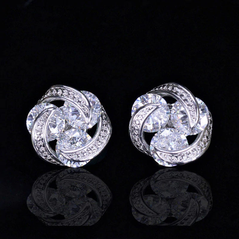Fashion Colorful Zircon Mixed Copper Stud Earrings for Women