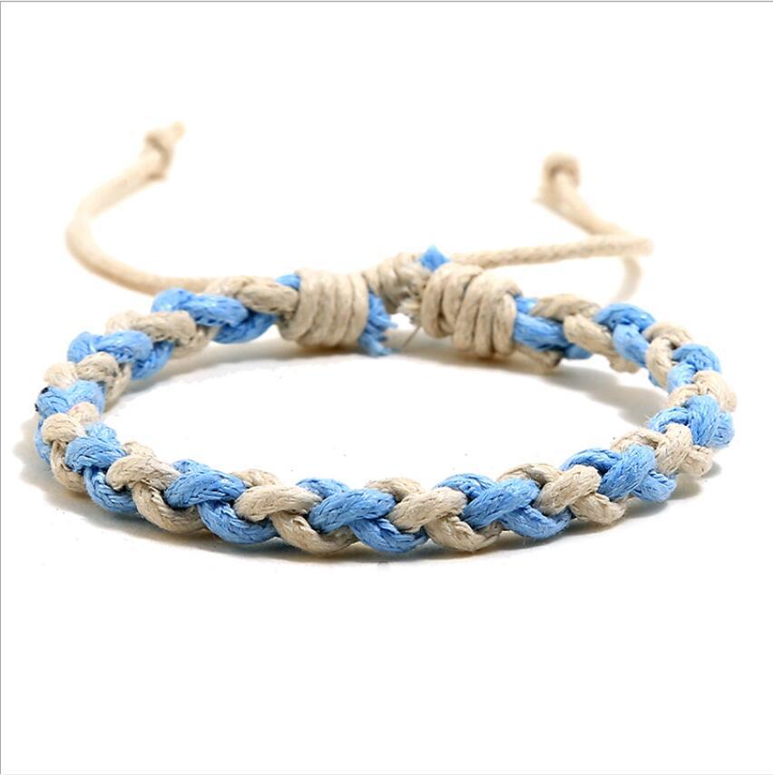New Color Adjustable Rainbow Woven Bracelet for Couples