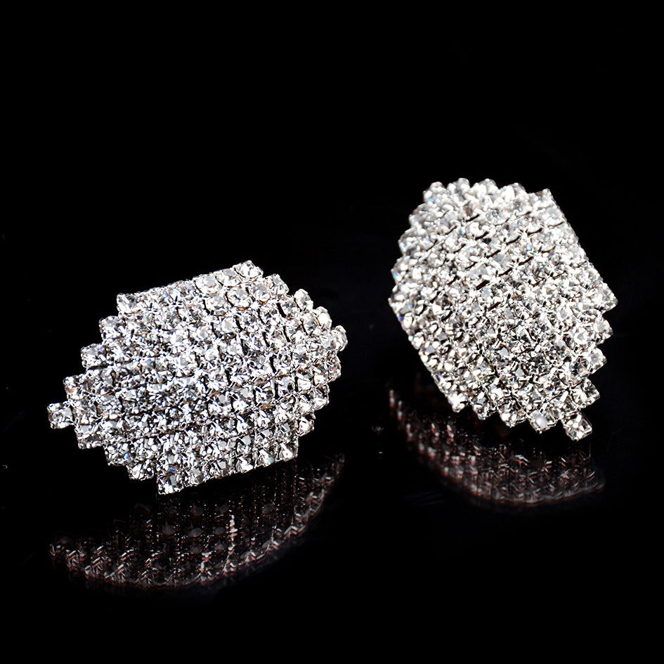 Geometric Diamond Stud Earrings for Women - Elegant Party Jewelry Accessory