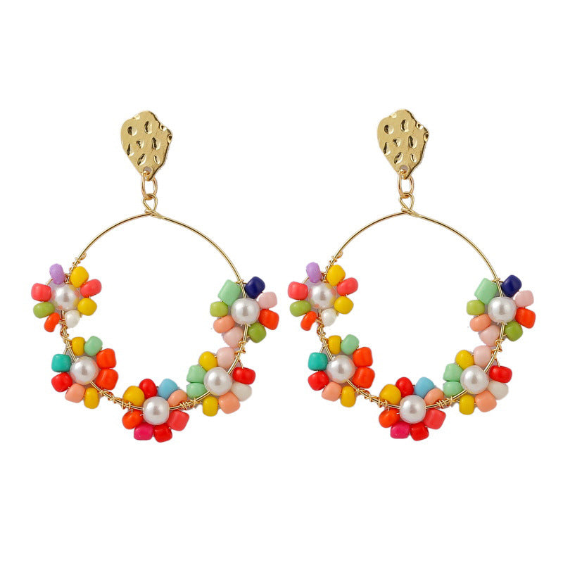 Bohemian Handmade Colorful Flower Geometric Beaded Earrings Jewelry