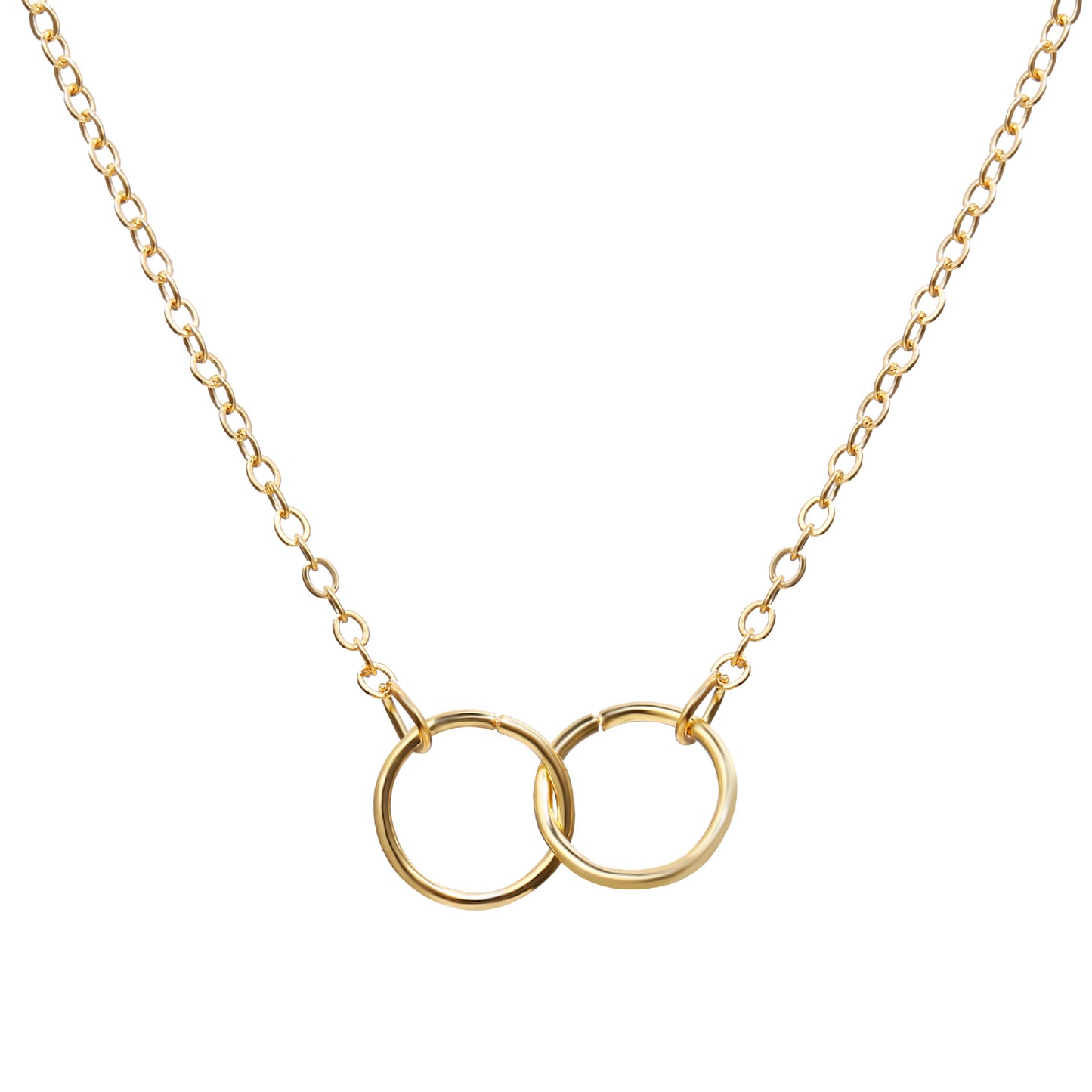 Alloy Double Ring Necklace - Creative Retro Simple Clavicle Chain