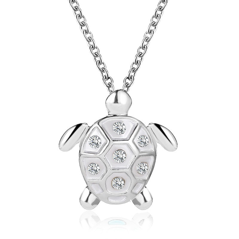 Ocean-Inspired Diamond Turtle Pendant Necklace - Simple and Cute Clavicle Chain