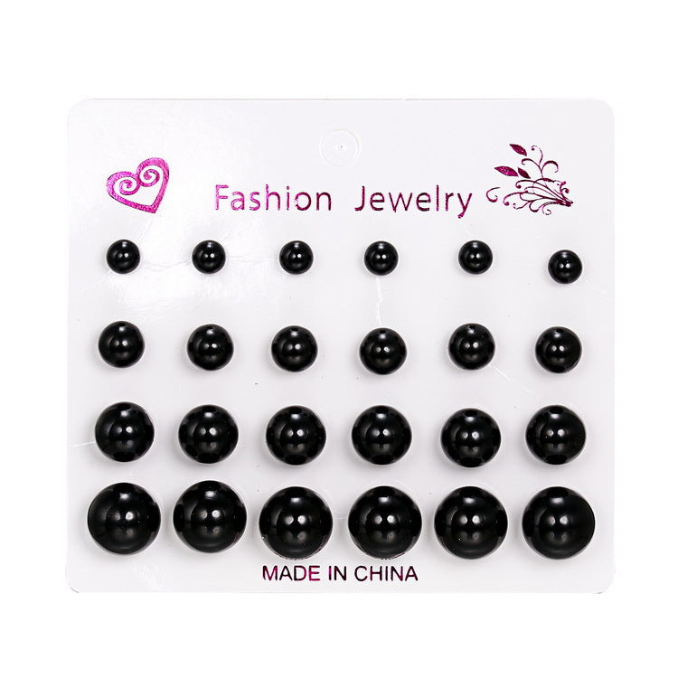Fashion Geometric Zircon Inlay Stud Earrings Set - 12 Pairs