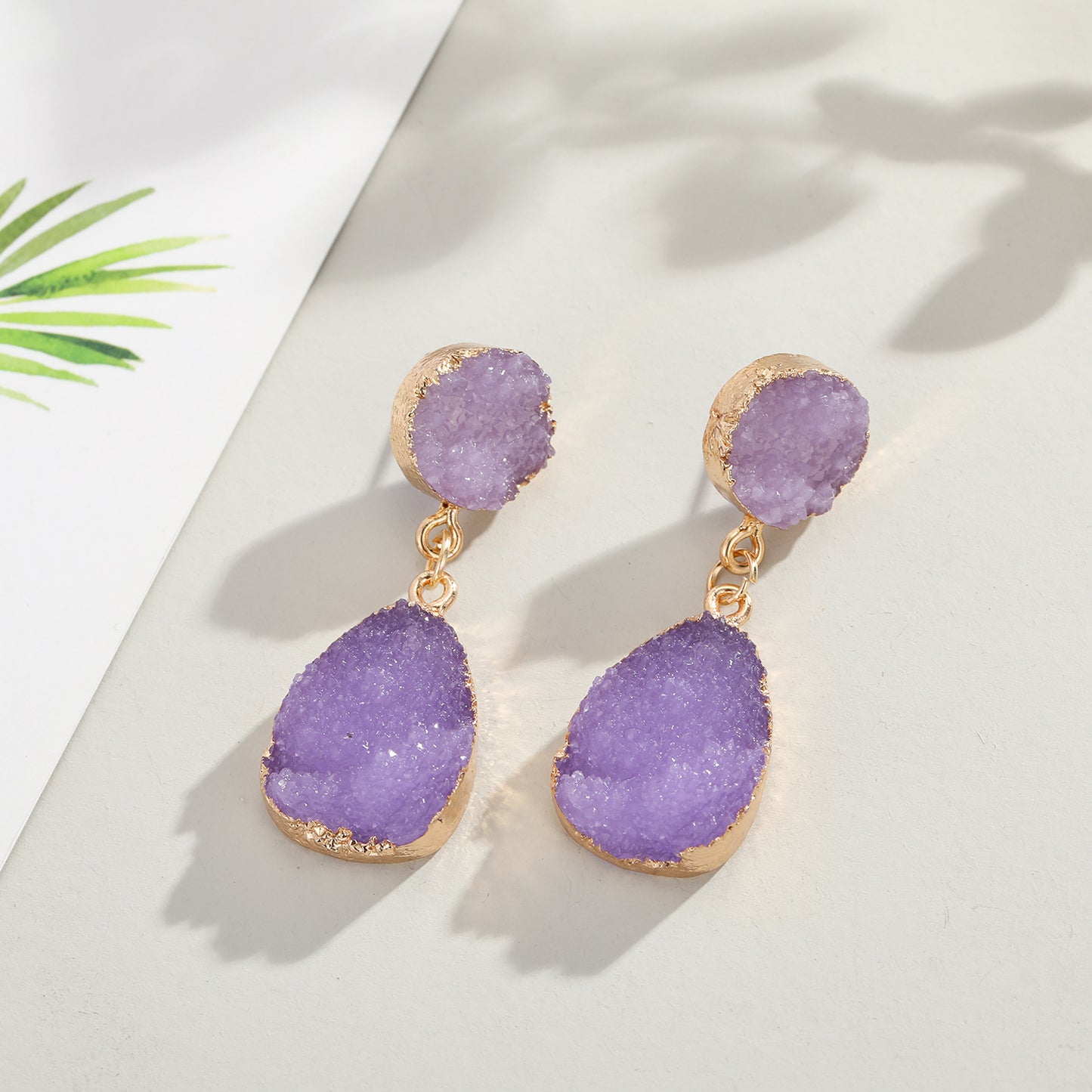 Korean Style Crystal Bud & Water Drop Earrings for Women