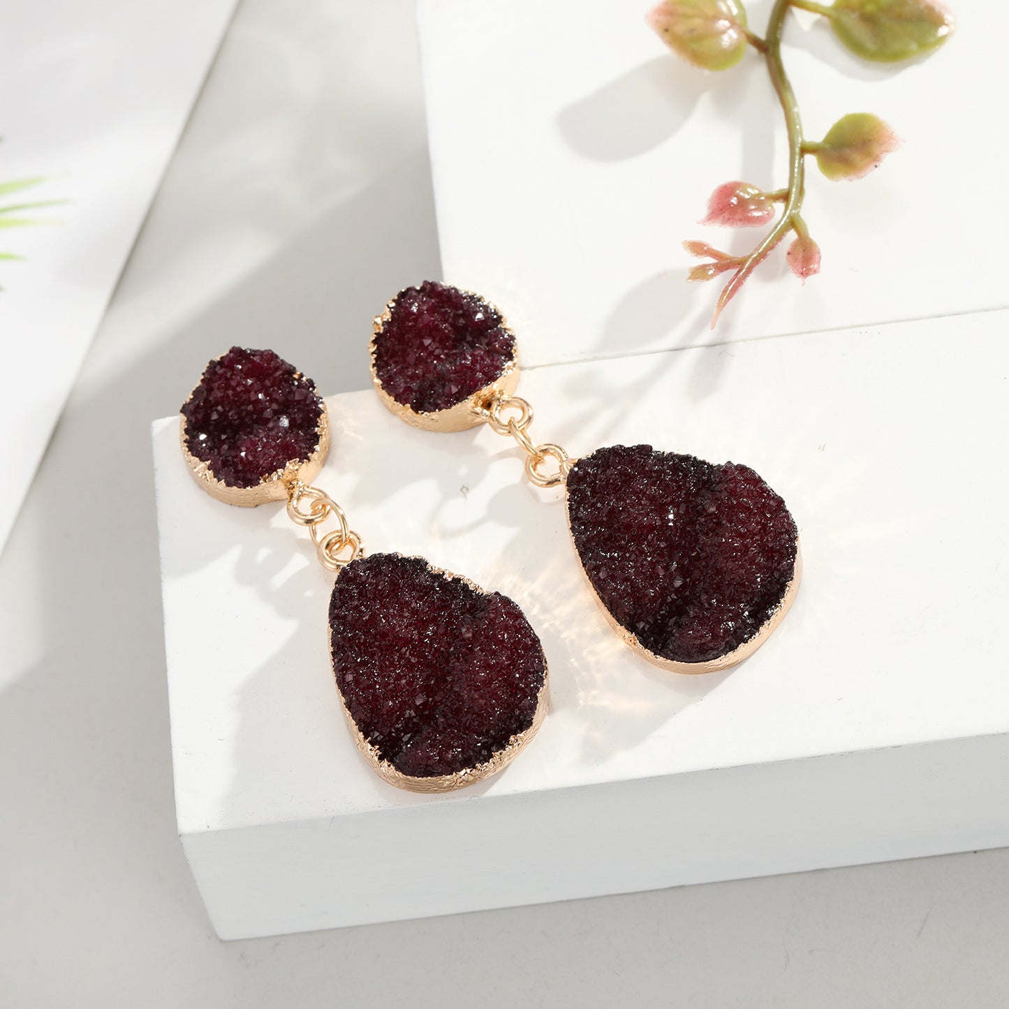 Korean Style Crystal Bud & Water Drop Earrings for Women