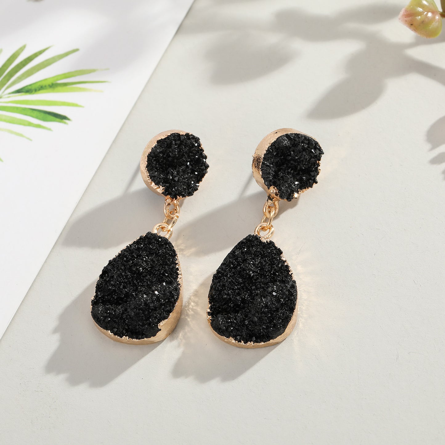 Korean Style Crystal Bud & Water Drop Earrings for Women