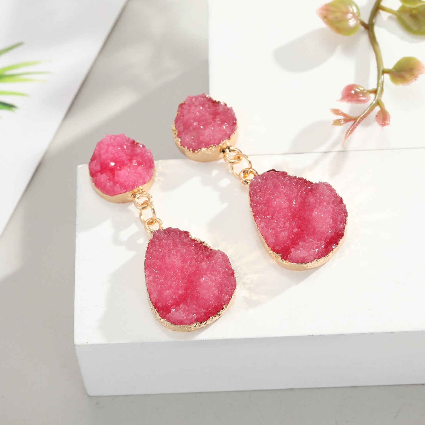 Korean Style Crystal Bud & Water Drop Earrings for Women
