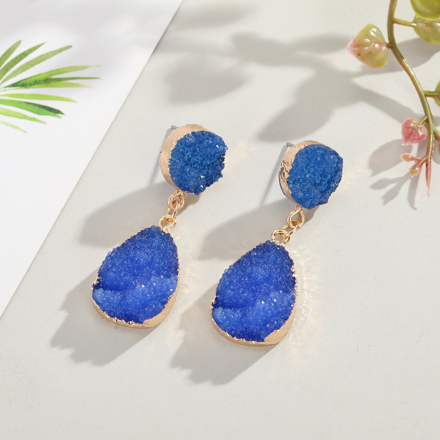 Korean Style Crystal Bud & Water Drop Earrings for Women