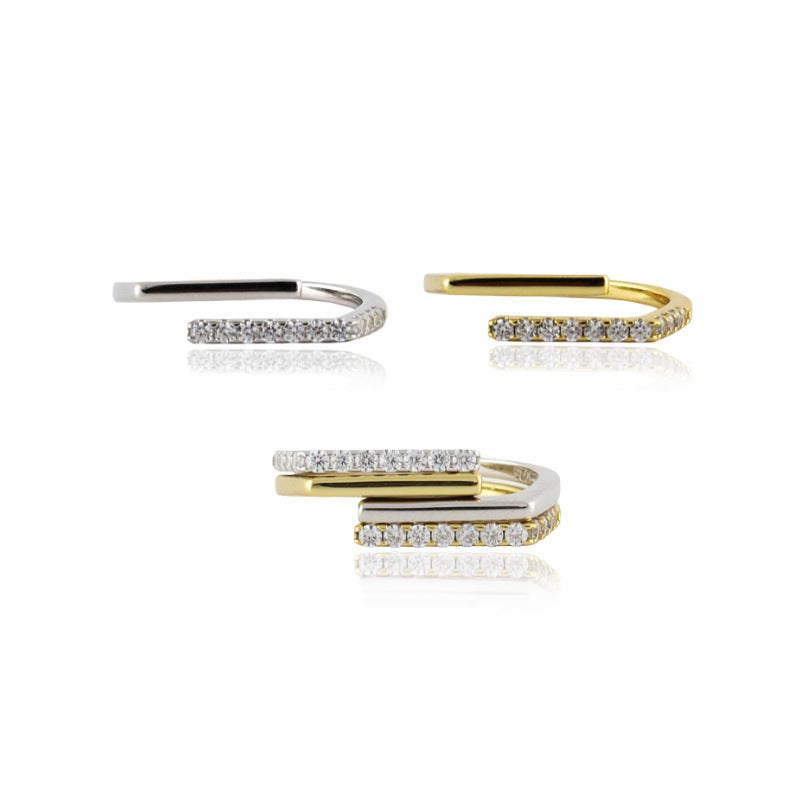 Korean 925 Silver Gold-Plated Irregular Open Ring