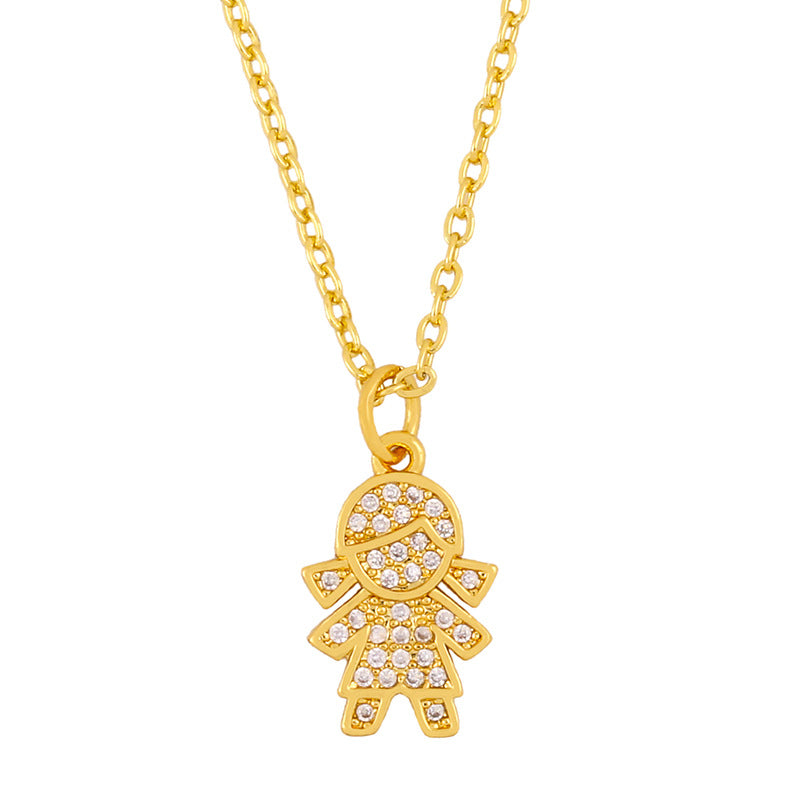 Japanese Korean Couple Necklace Boys Girls Diamond Pendant 2023