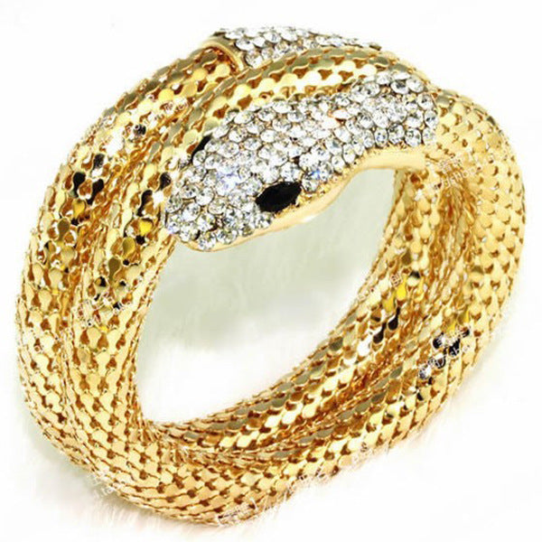 Vintage Multi-Layer Rhinestone Snake Bracelet