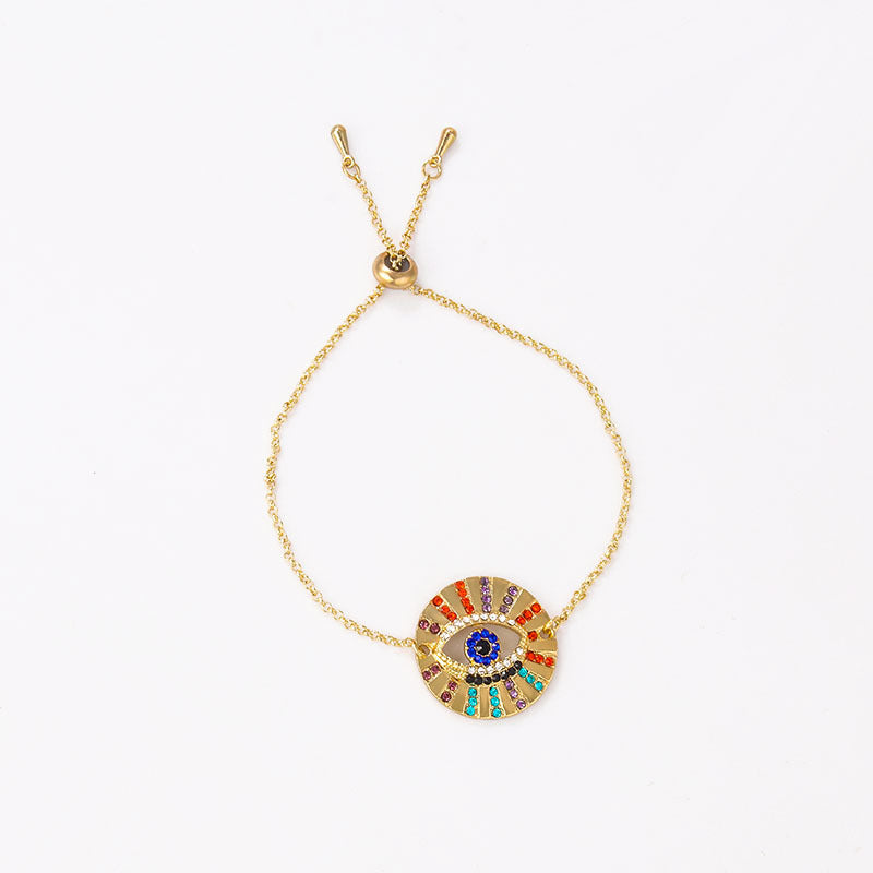 Ethnic Tribal Multicolor Gemstone Evil Eye Couple Bracelet