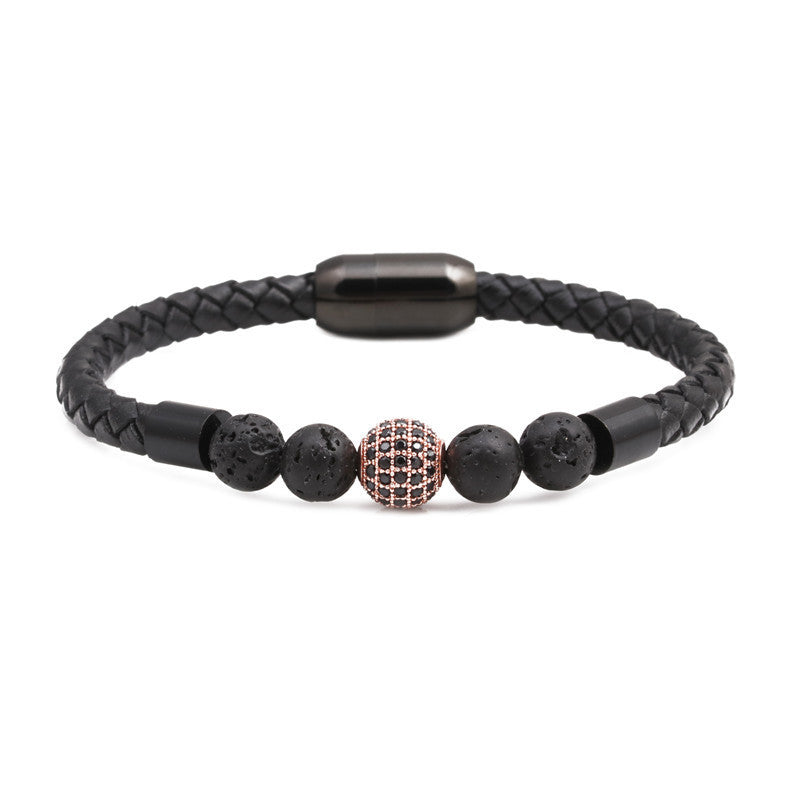 Titanium & Stainless Steel Geometric Bracelet with 8mm Colorful Tiger Eye Beads and Magnetic Clasp