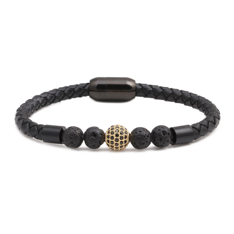 Titanium & Stainless Steel Geometric Bracelet with 8mm Colorful Tiger Eye Beads and Magnetic Clasp