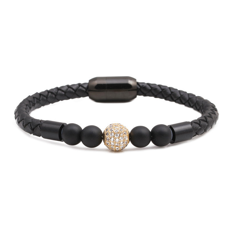 Titanium & Stainless Steel Geometric Bracelet with 8mm Colorful Tiger Eye Beads and Magnetic Clasp