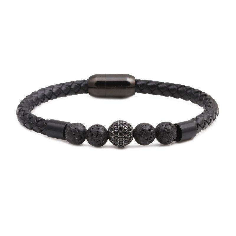 Titanium & Stainless Steel Geometric Bracelet with 8mm Colorful Tiger Eye Beads and Magnetic Clasp
