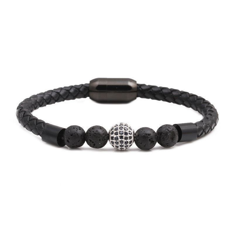 Titanium & Stainless Steel Geometric Bracelet with 8mm Colorful Tiger Eye Beads and Magnetic Clasp