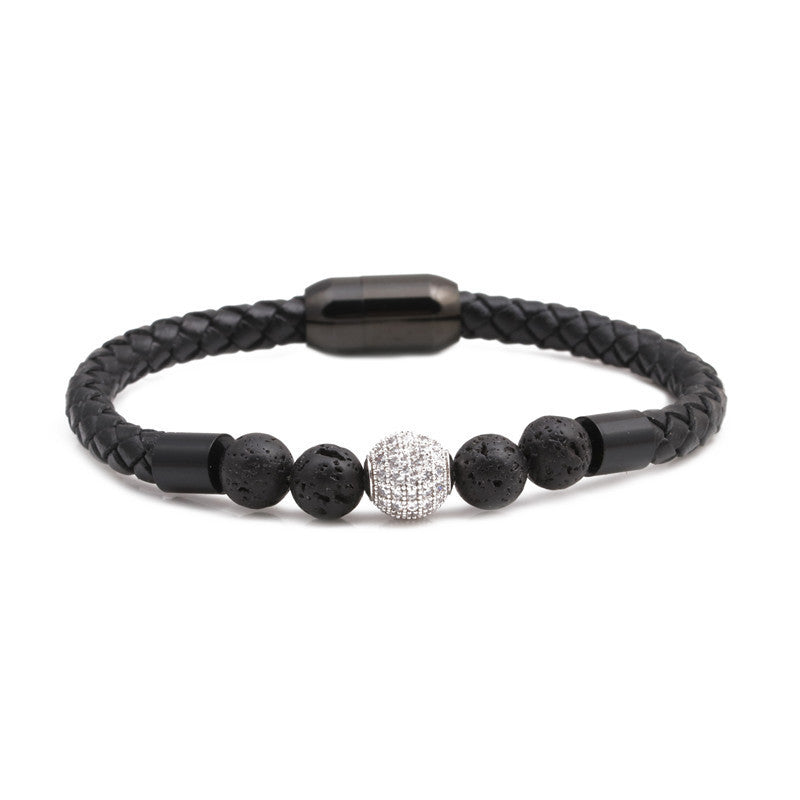 Titanium & Stainless Steel Geometric Bracelet with 8mm Colorful Tiger Eye Beads and Magnetic Clasp