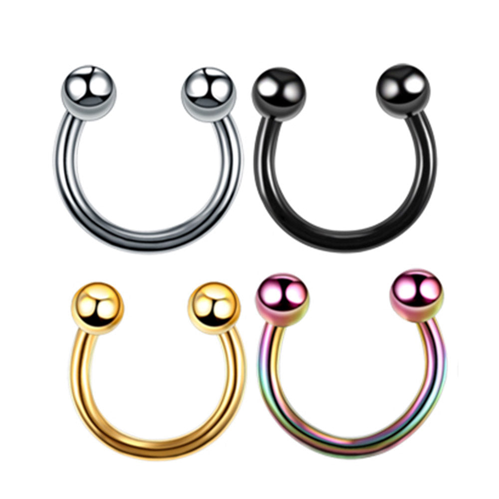 4 Piece Geometric Stainless Steel Eyebrow and Nose Ring Set