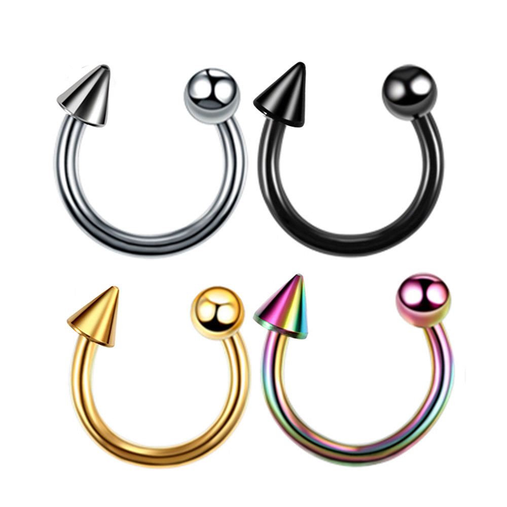 4 Piece Geometric Stainless Steel Eyebrow and Nose Ring Set