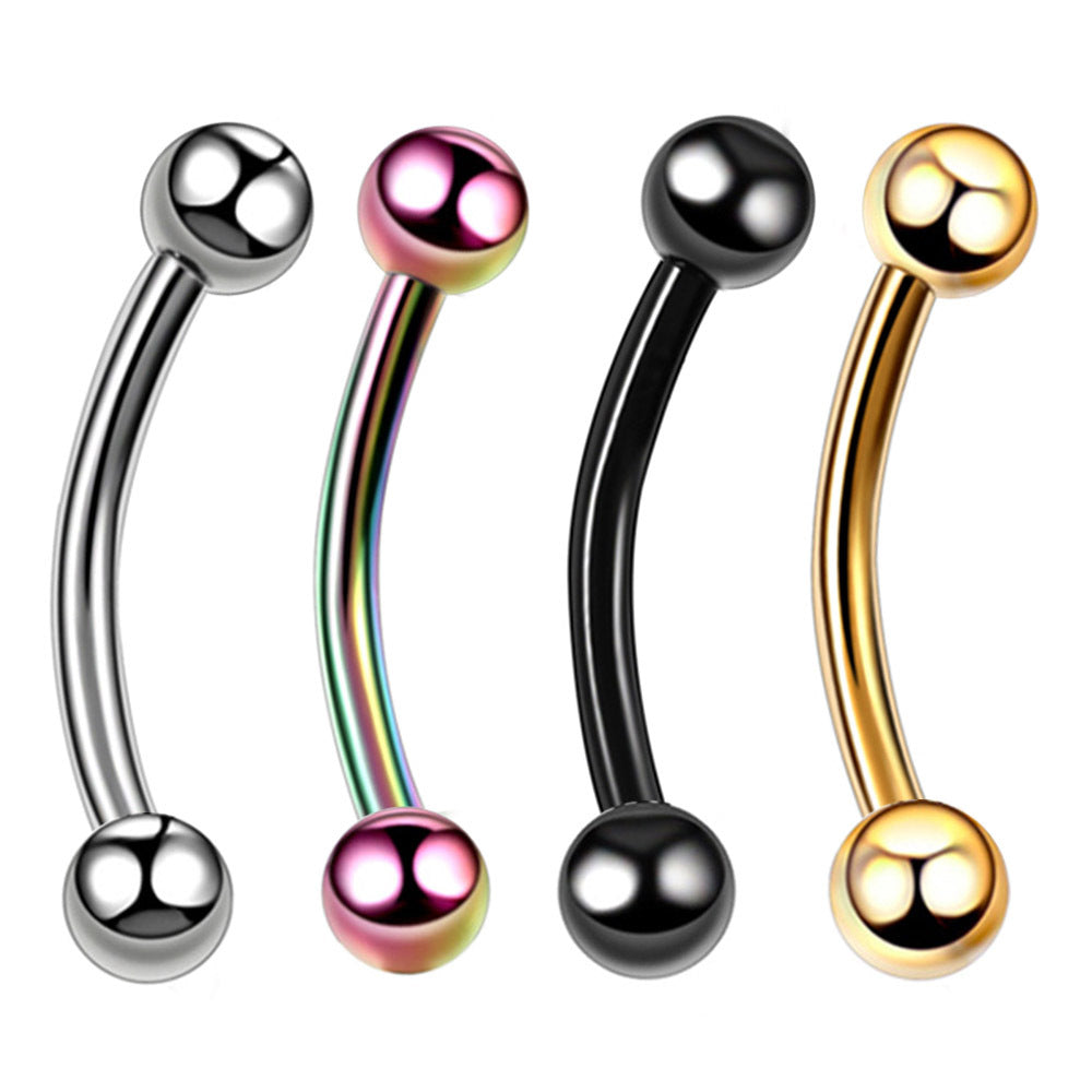4 Piece Geometric Stainless Steel Eyebrow and Nose Ring Set