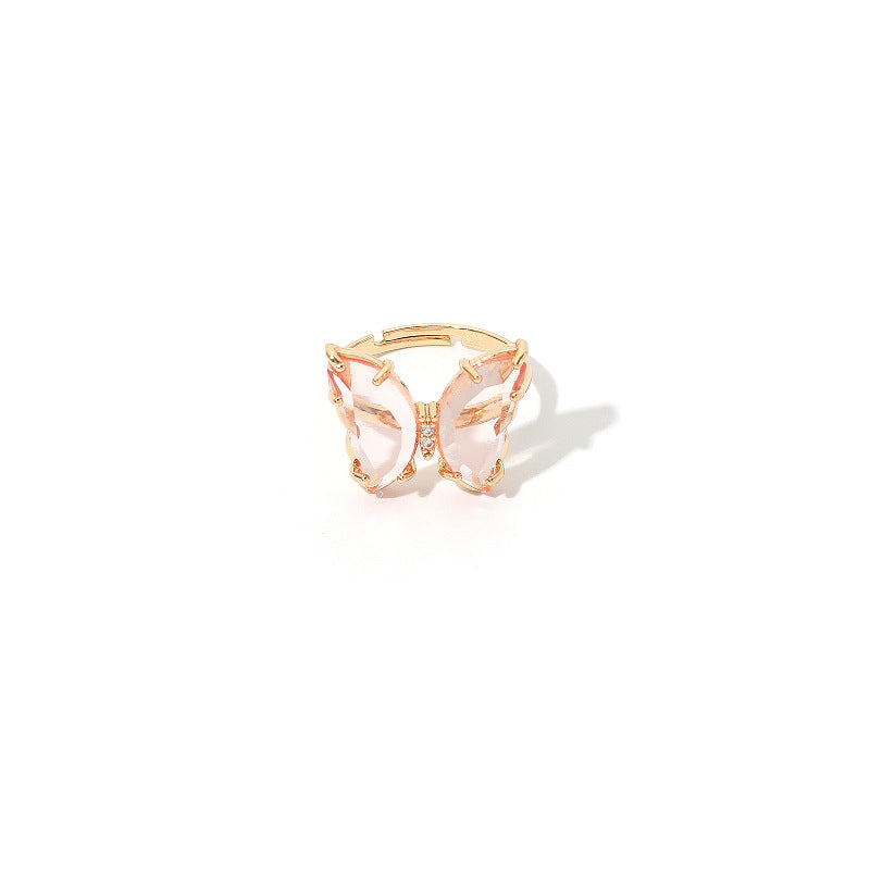Acrylic Butterfly Adjustable Transparent Ring - Trendy Fashion for Girls