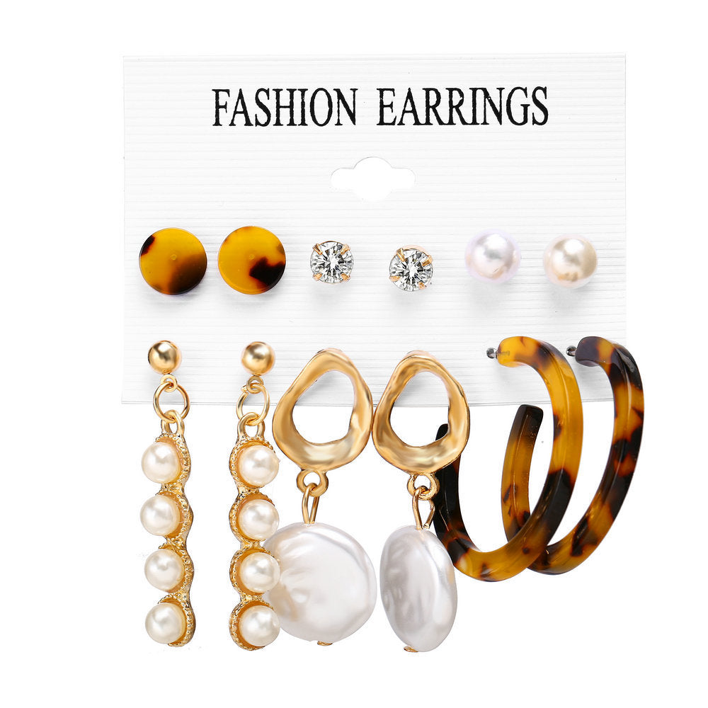 Bohemian Moon Triangle Tassel Earrings Set - 6 Pairs Fashion Statement Jewelry