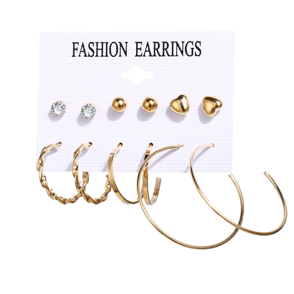 Bohemian Moon Triangle Tassel Earrings Set - 6 Pairs Fashion Statement Jewelry