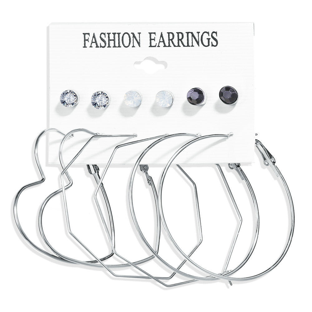 Bohemian Moon Triangle Tassel Earrings Set - 6 Pairs Fashion Statement Jewelry