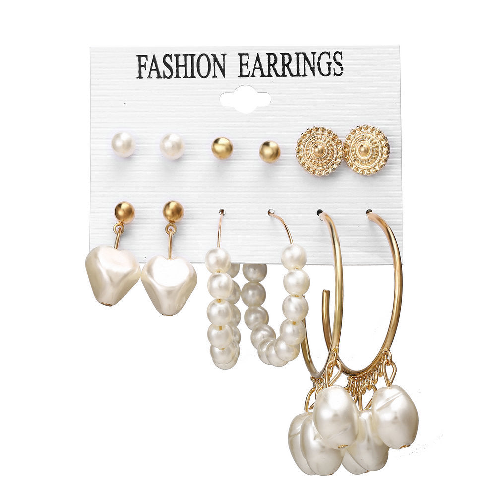 Bohemian Moon Triangle Tassel Earrings Set - 6 Pairs Fashion Statement Jewelry