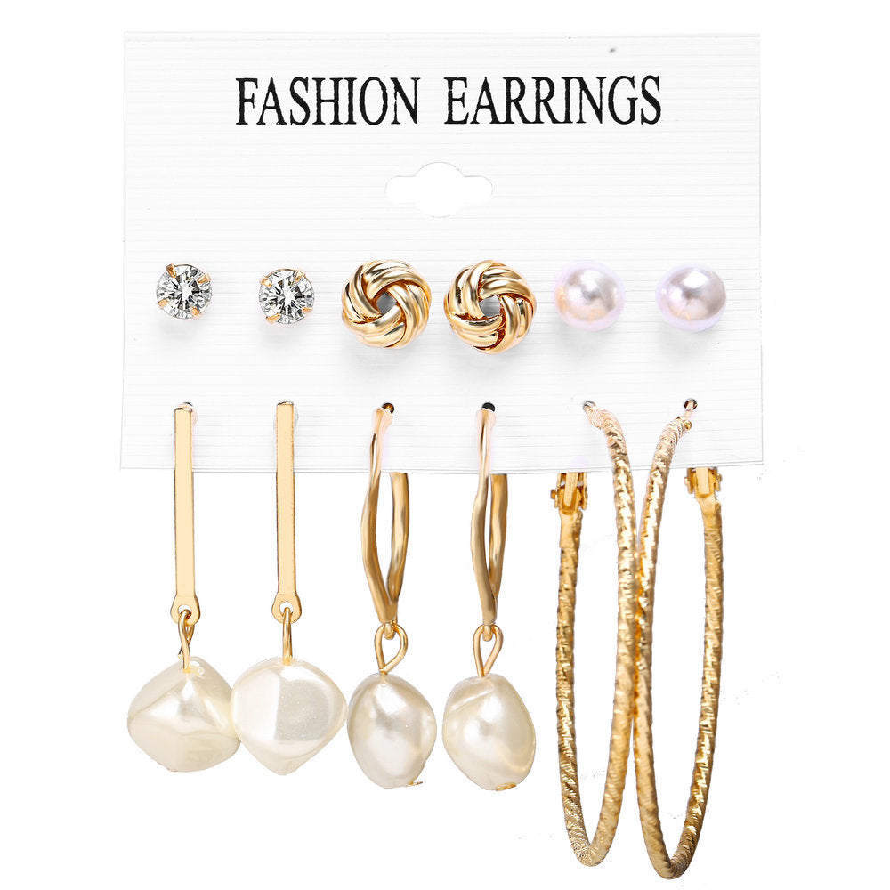 Bohemian Moon Triangle Tassel Earrings Set - 6 Pairs Fashion Statement Jewelry