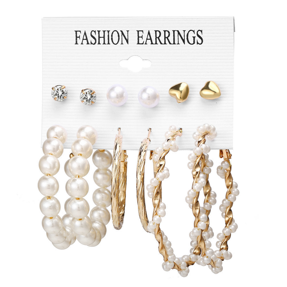 Bohemian Moon Triangle Tassel Earrings Set - 6 Pairs Fashion Statement Jewelry