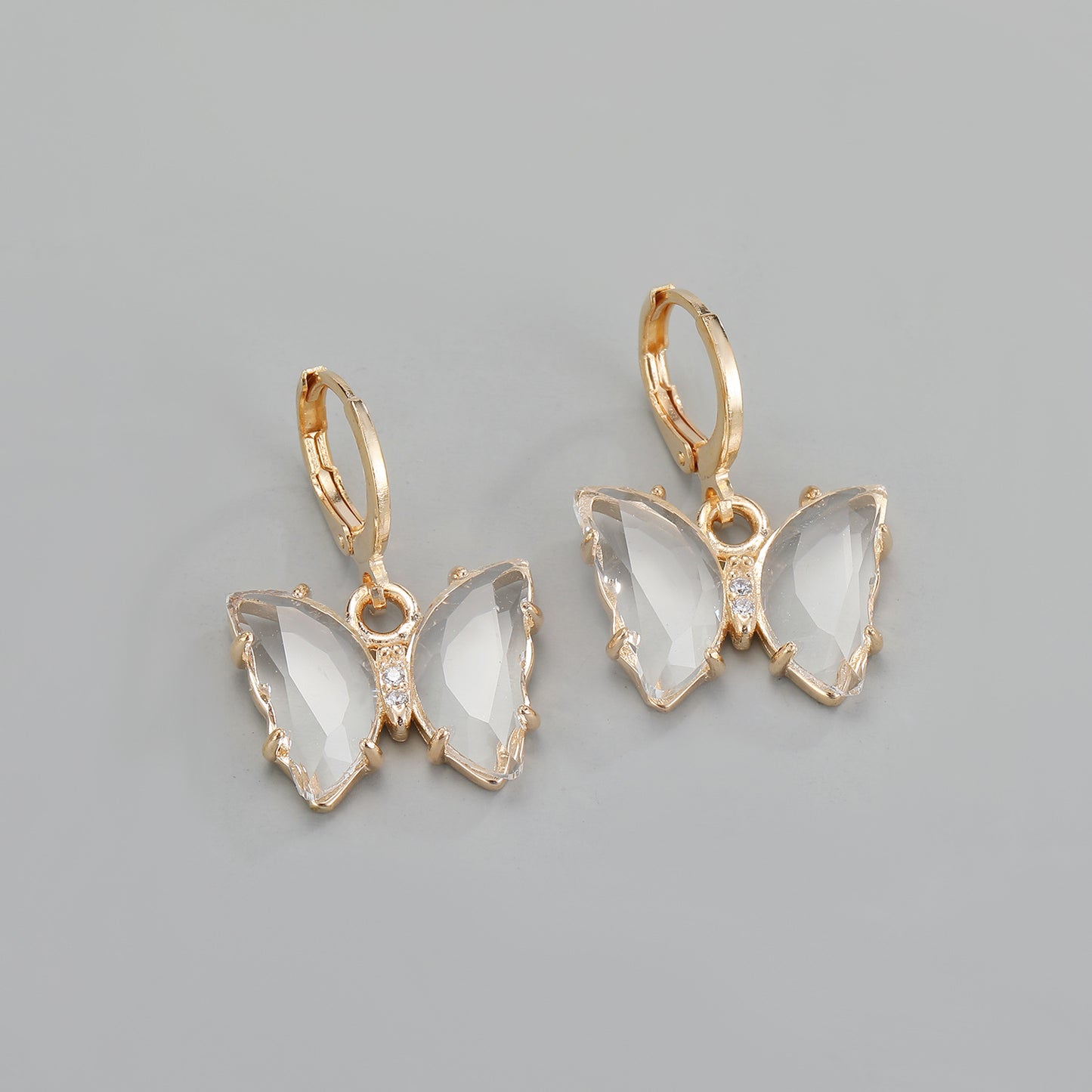 Crystal Butterfly Diamond Studded Glass Earrings